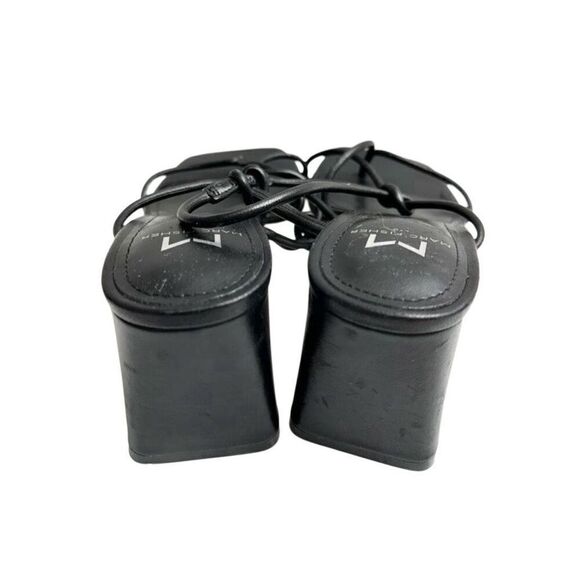 Marc Fisher Sandals Size 6.5 Black Leather Square Toe Block Heel - Picture 7 of 9